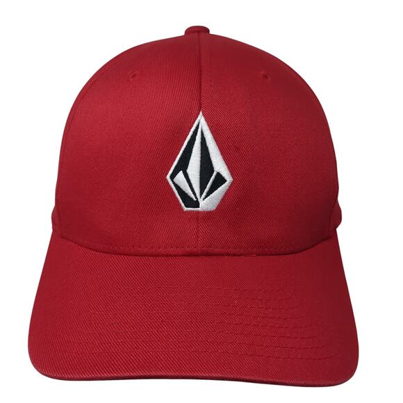 Volcom Fitted Baseball Cap Red XL Lightweight Embroidered 6 Panel Flexfit - Picture 1 of 8